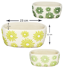 Cement Oval Planter with Floral Design 11x23x13cm