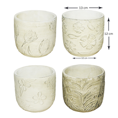 Cement Planter Embossed Designs 12x13x10cm
