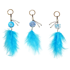Evil Eye Keychain with Feather and Beads 5.3cm