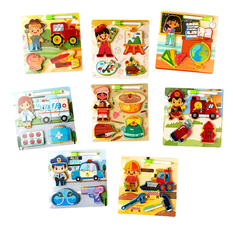 Wooden Puzzle 2-in-1 with Drawing Board and Marker 22.5x22.5cm