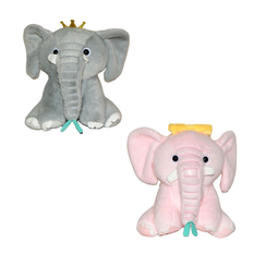 Plush Elephant with Crown 23cm 2 Colors