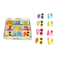Kids 3D accessory erasers in assorted designs and colors