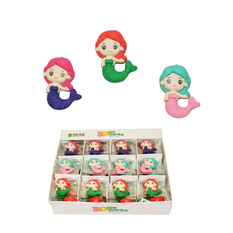 Kids 3D mermaid erasers in assorted colors