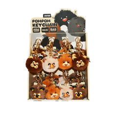Pom Pom Lion Keychains with Counter Display