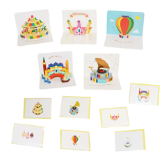 3D pop-up greeting card with envelope 14.5x10.5 cm (assorted designs)