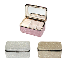 Glam Glitter Jewelry Box with Mirror 12x7.5x5.5cm (3 Colors)