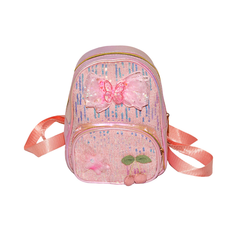 Kids Pink Sequin Backpack with Bow 22x17x8cm