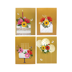 Ευχετήρια Κάρτα Floral με Φάκελο Χρυσό 18x13cm για Δώρα & Ανθοπωλεία