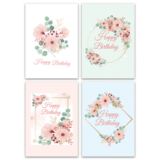 Ευχετήρια Κάρτα Floral Birthday Elegant με Φάκελο 18x13cm για Δώρα & Ανθοπωλεία