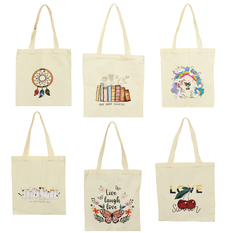Canvas Tote Shoulder Bag with Prints 34x40cm