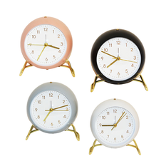 Metal Table Clock 12.5cm with Metal Stand in 4 Colors
