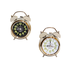 Metal Twin Bell Alarm Clock 8cm with Luminous Numbers