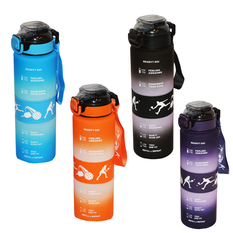 Sports Gradient Motivational Water Bottle with Strap 1000ml