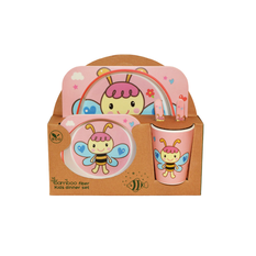 Kids Bamboo Dinner Set Bee Design Gift Box 5 Pieces 