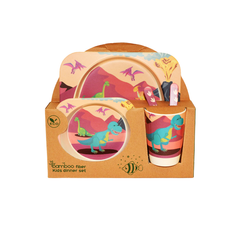 Kids Bamboo Dinner Set Dinosaur Theme Gift Box Packaging 