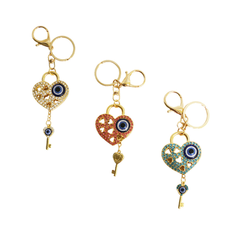 Dreamcatcher Keychain with Rhinestones and Evil Eye