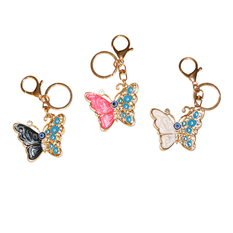 Butterfly Keychain with Rhinestones and Evil Eye