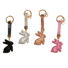 Bunny Rhinestone Keychain with Strap