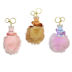 Bunny Pom Pom Fur Keychain