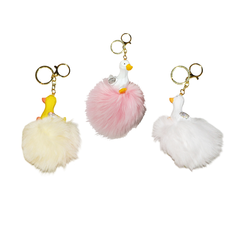 Duck Pom Pom Fur Keychain