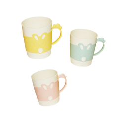 Kids Plastic Cup with Embossed Bunny Design Pastel Colors