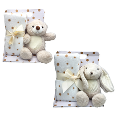 Plush Animal 30cm with Fleece Blanket 90x75cm in 2 Designs