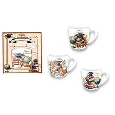 Graduation Mug and Saucer Set 3pcs 8.5x9cm