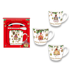 Christmas House Mug Gift Set 3pcs 8.5x9cm 