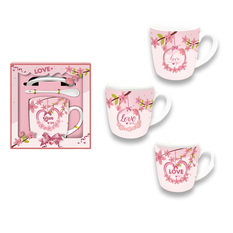 Love Floral Mug Gift Set 3pcs 8.5x9cm 