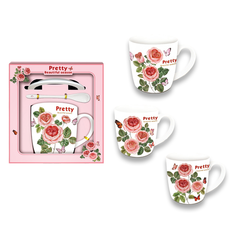 Pretty Rose Mug Gift Set 3pcs 8.5x9cm