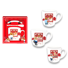 Love Teddy Bear Couple Mug Gift Set 3pcs 8.5x9cm 
