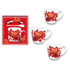 Love Heart and Rose Mug Gift Set 3pcs 8.5x9cm