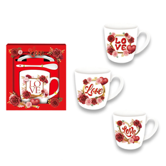 Love Wreath Mug Gift Set 3pcs 8.5x9cm