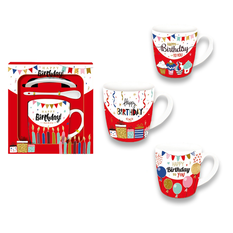 Happy Birthday Balloon Mug Gift Set 3pcs 8.5x9cm