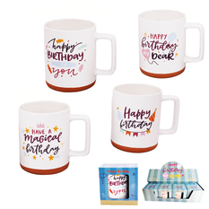 Happy Birthday Mug with Coloured Base 8x10cm 