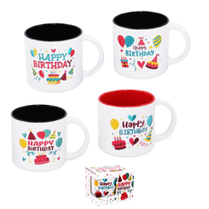 Happy Birthday Ceramic Mug with Balloons 9x9cm