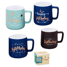 Happy Birthday Mug with Metallic Print 8.5x9.5cm 