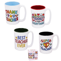 Thank You Teacher Mug with Colourful Designs 8x10cm 