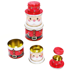 Set of 3 Santa Metal Christmas Tin Boxes 20.5cm 