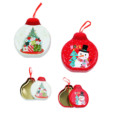 Metal Christmas Bauble Tin Box 13cm