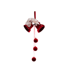 Velvet Bells with Hanging Baubles 35 × 16cm