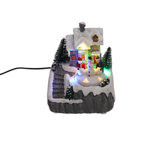 Light-Up Snowy House with Snowmen