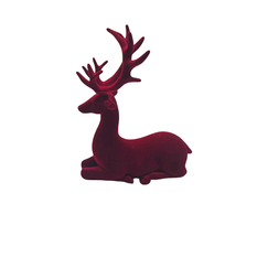 Burgundy Velvet-Finish Deer Decoration 21cm