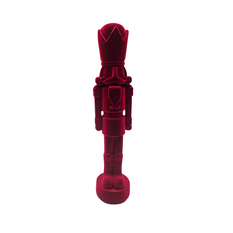 Burgundy Velvet-Finish Nutcracker Decoration 35cm