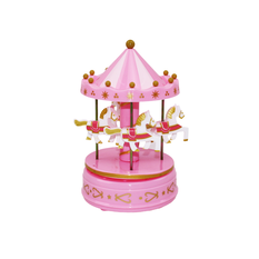 Pink Plastic Musical Carousel 9.5 × 9.5 × 16 cm