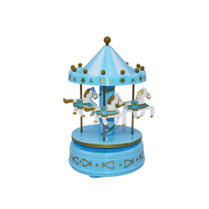 Light Blue Plastic Musical Carousel 9.5 × 9.5 × 16 cm