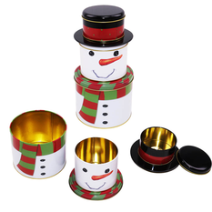 Set of 3 Metal Snowman Christmas Tins 25cm 