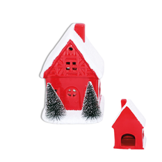 Christmas Candle House 15cm – Red