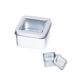 Silver Metal Tin with Window Lid 6.5×4.5cm