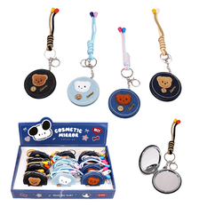 Denim-Look Compact Mirror with Teddy Bear